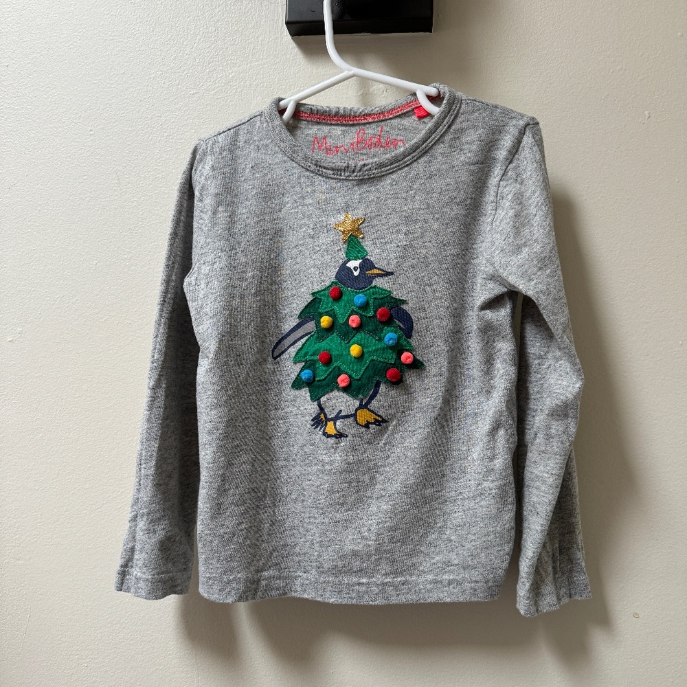 Holiday Penguin Shirt with Pom Details